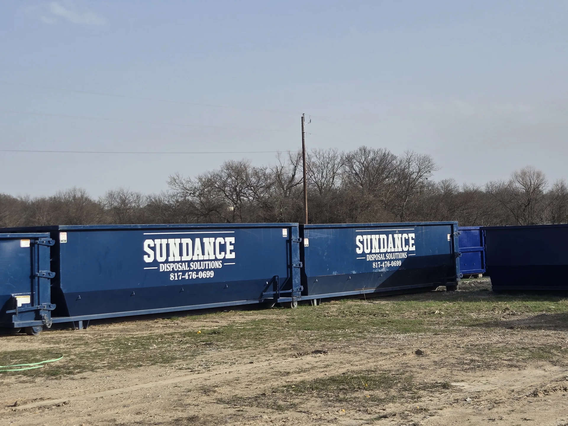 30-yard roll-off dumpsters at Sundance yard