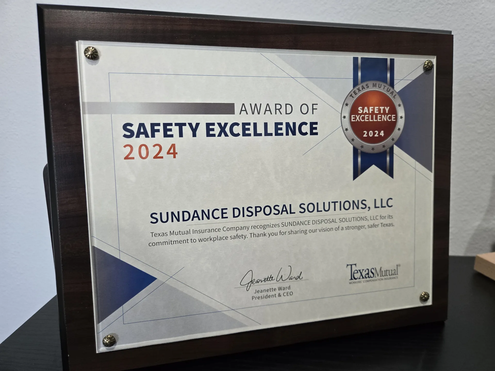 Sundance Disposal 2024 Safety Excellence Award